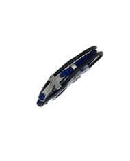 PUL PELE GENUINA C/CRUZ C/FIO AZUL